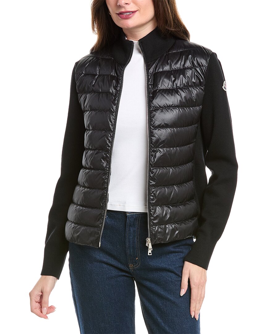 Moncler Black Padded Wool Zip-up Down Jacket