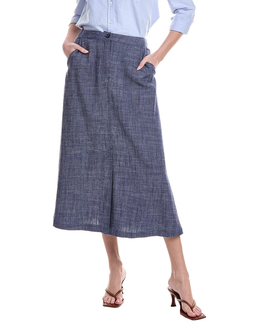 Vince Camuto Linen-blend Midi Skirt In Blue