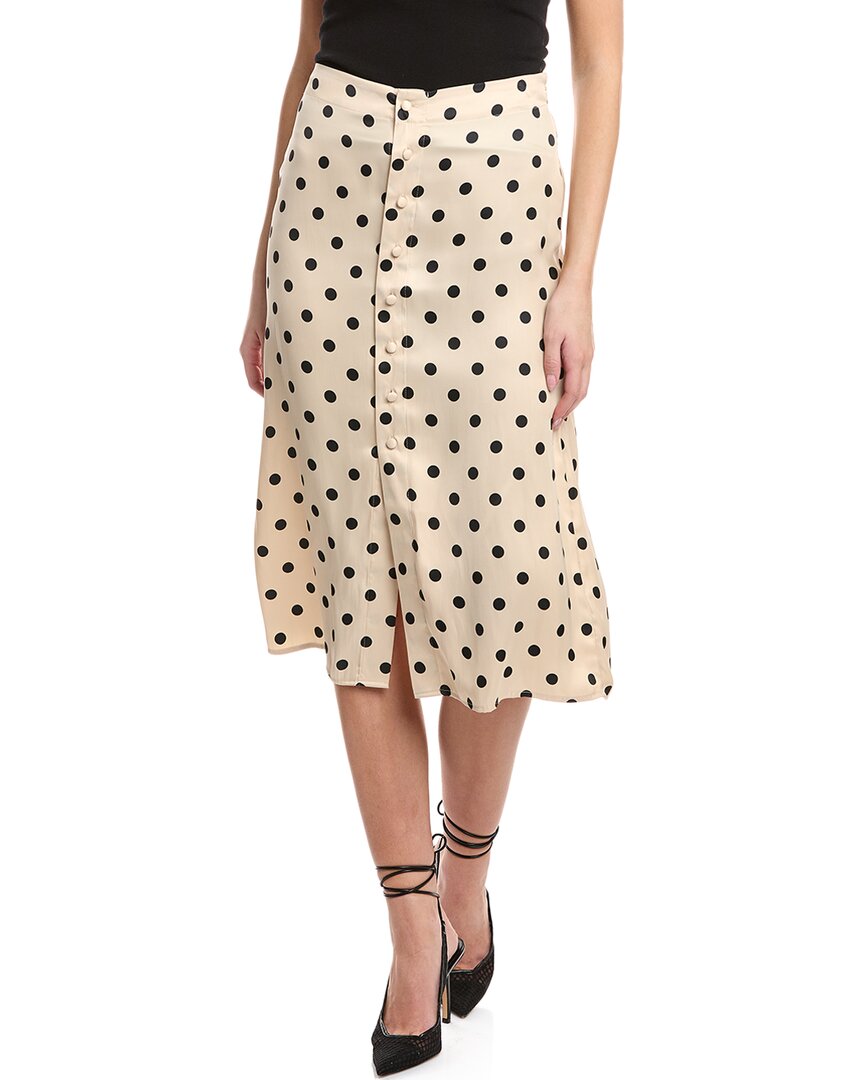 Free People Analise Polka Dot Button-up Midi Skirt In White