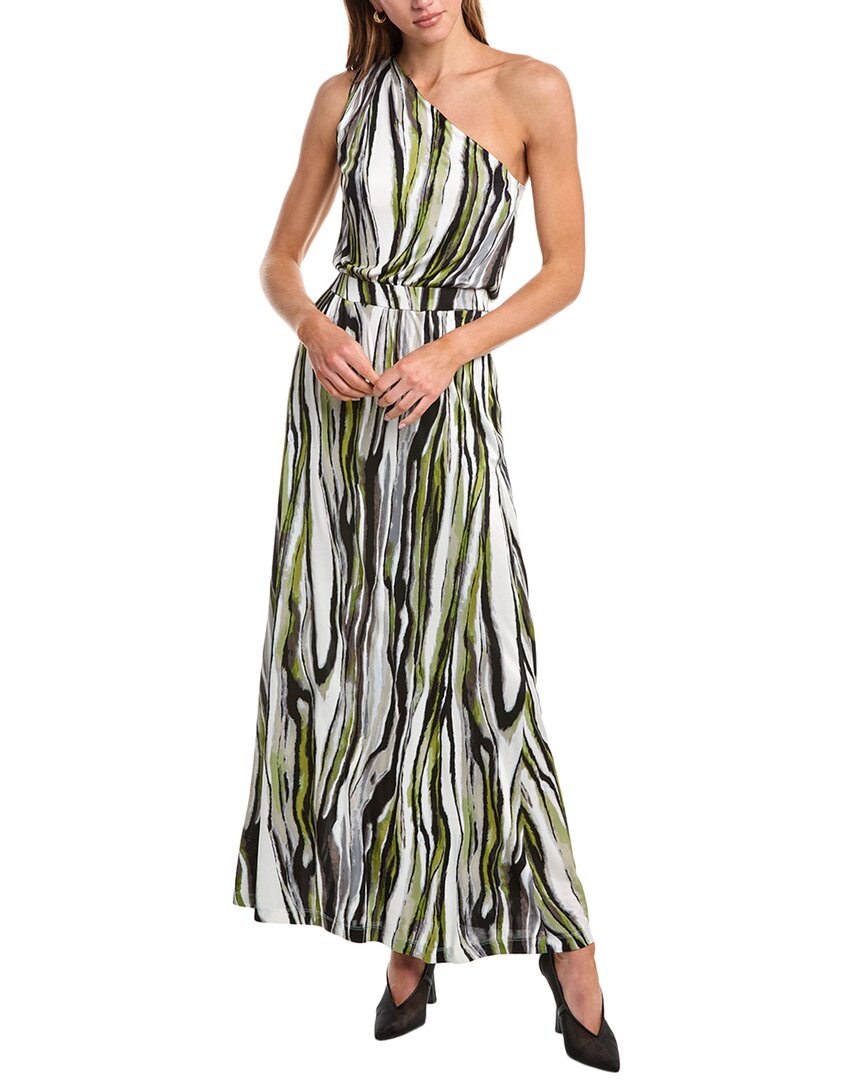 Diane Von Furstenberg Kiera One-shoulder Printed Jersey Maxi Dress In Green