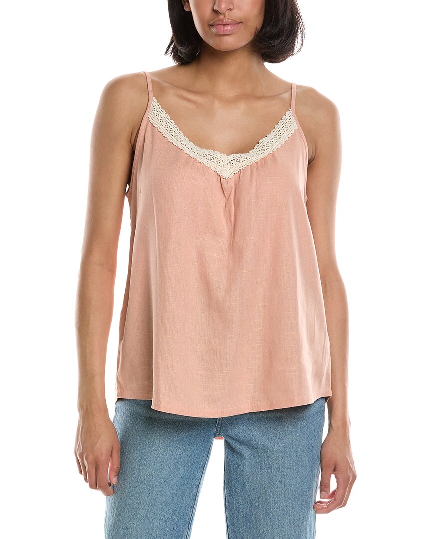 Bishop + Young Crochet Linen-blend Cami In Pink