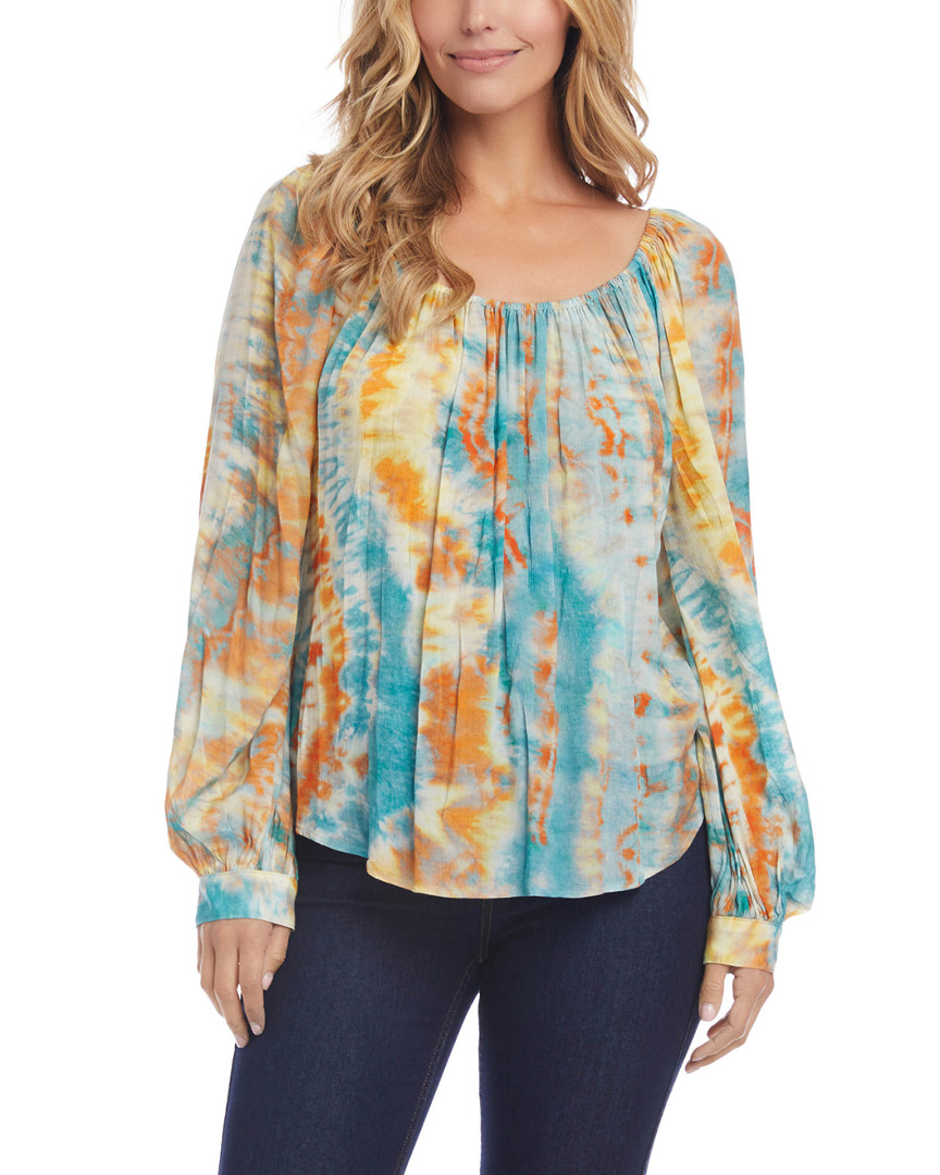Image of Karen Kane Tie Dye Peasant Top