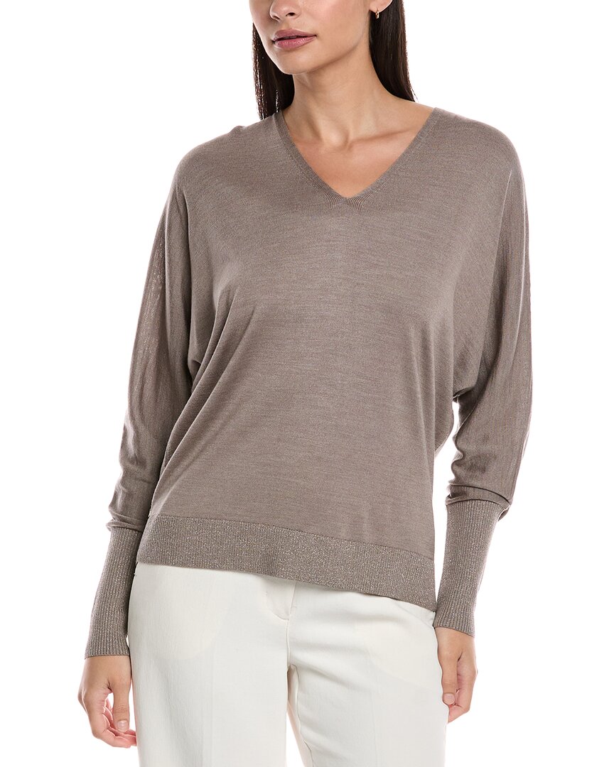 Lafayette 148 New York V-neck Dolman Wool & Silk-blend Sweater In Multi