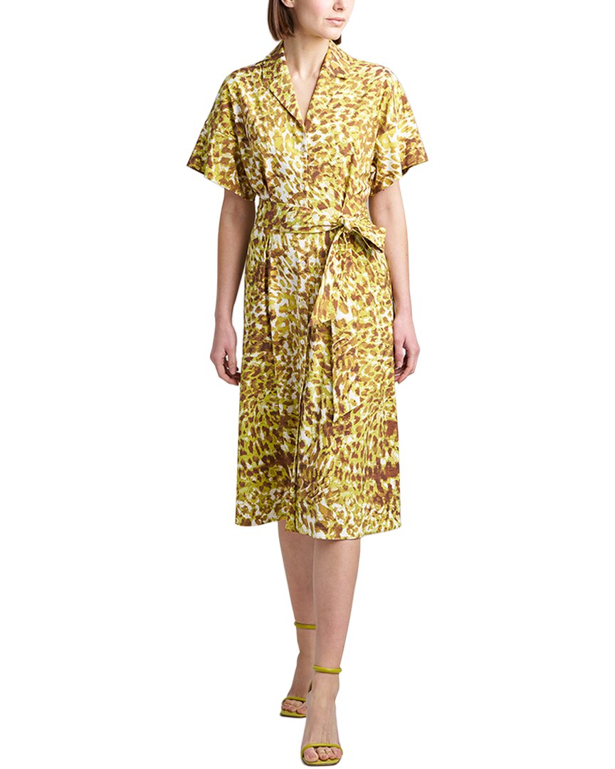 Natori Silk Camille Midi Dress In Gold