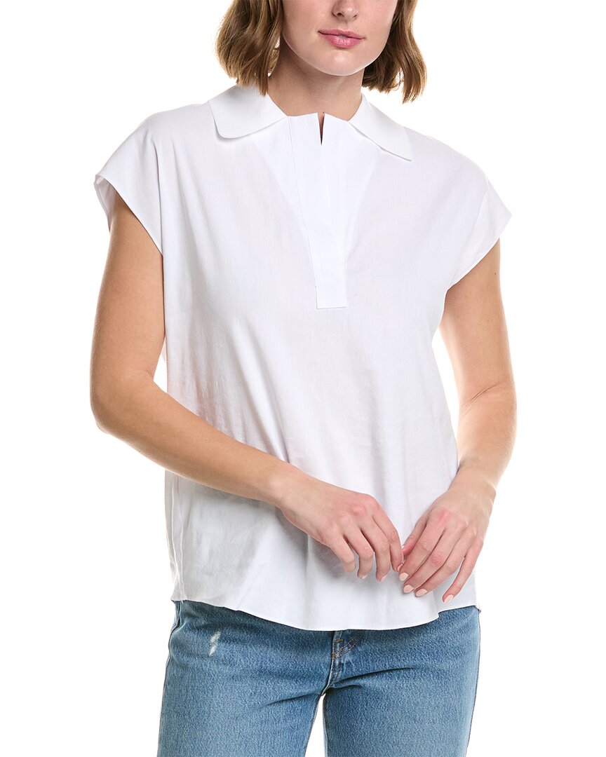 Shop Vince Popover Linen-blend Polo Shirt