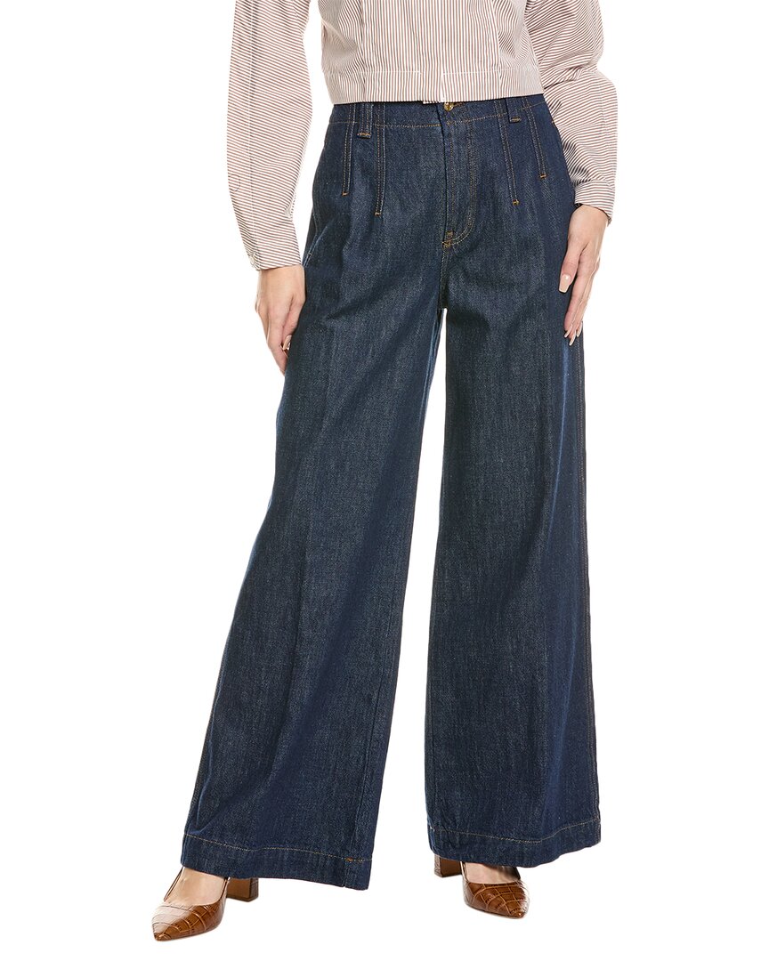 Frame Denim Darted Rinse Wide Leg Jean In Blue