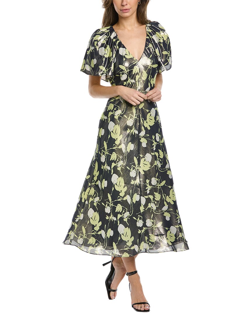 Shop Tanya Taylor Evette Linen & Silk-blend Mini Dress In Metallic