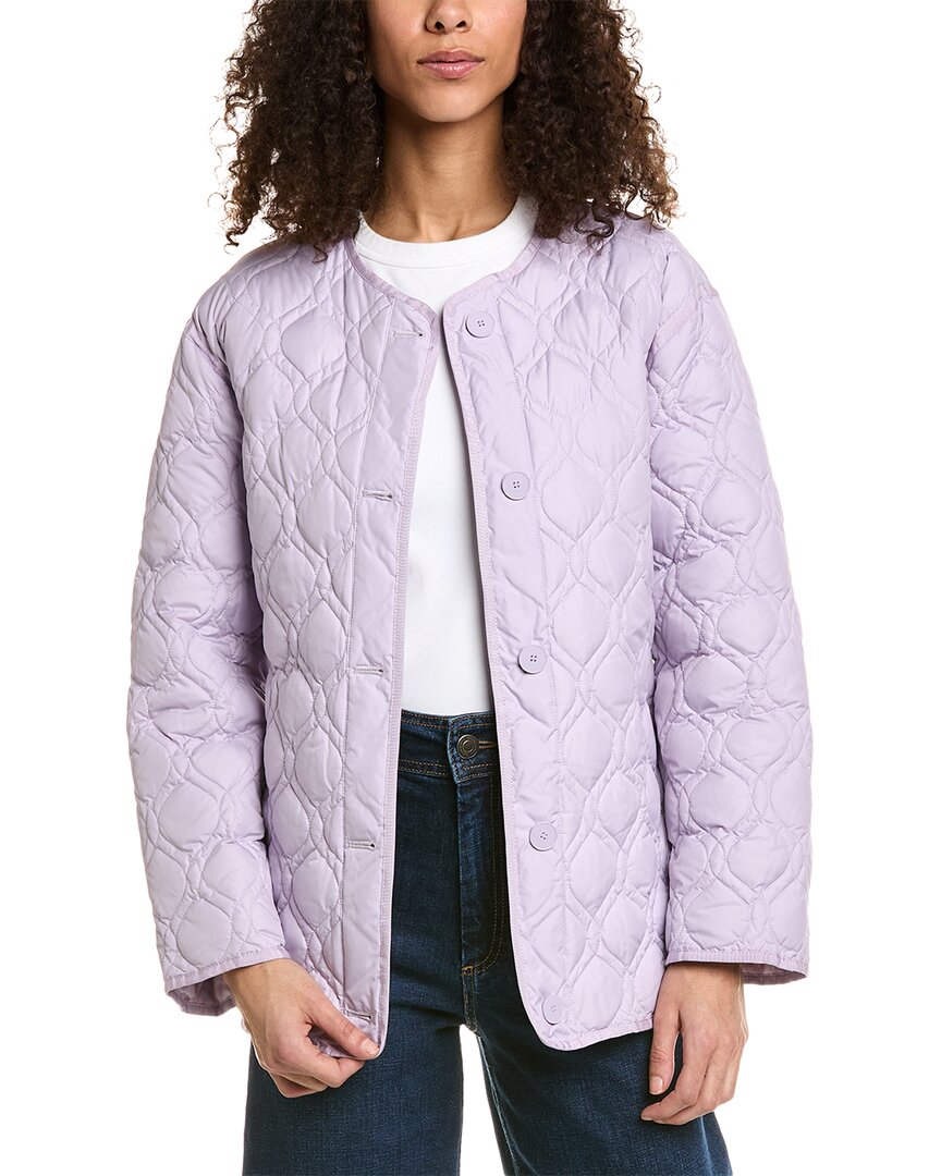 Shop Sandro Quilted Down Jacket In Purple