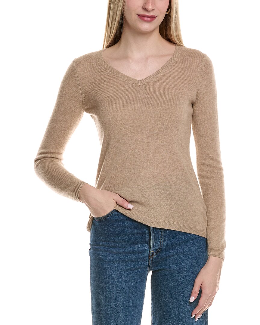 Sofiacashmere Modern V-neck Wool & Cashmere-blend Sweater In Beige
