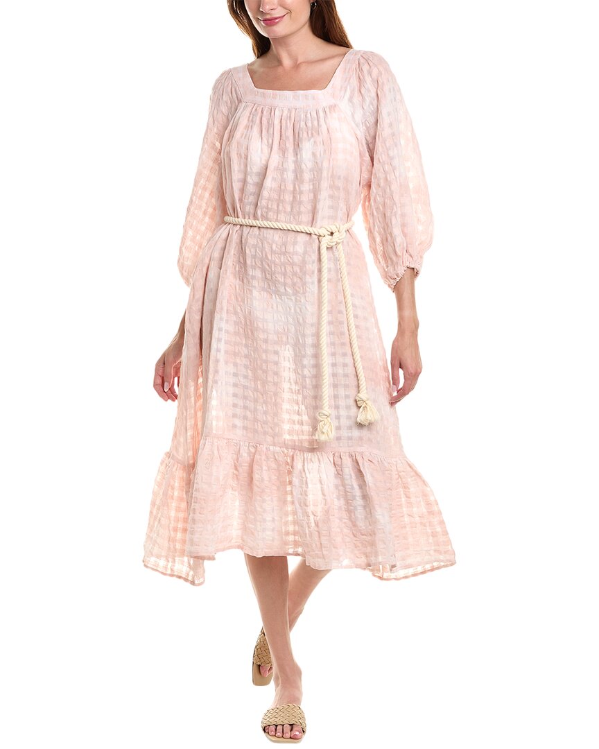 Lisa Marie Fernandez Laure Linen-blend Maxi Dress In Pink