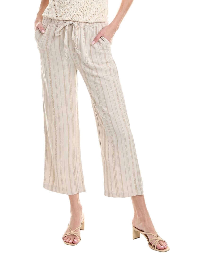 Shop Splendid Angie Stripe Linen-blend Pant In Brown