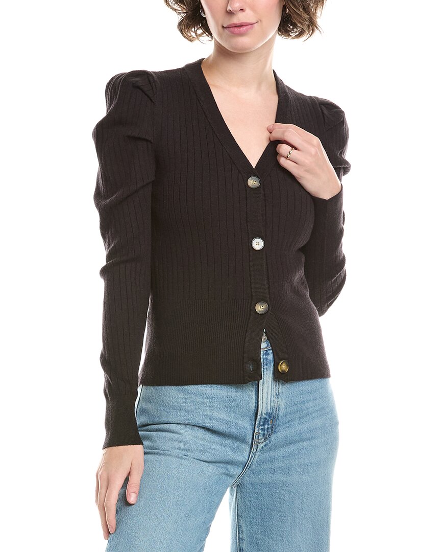 Raffi Pleated Shoulder Cardigan In Black