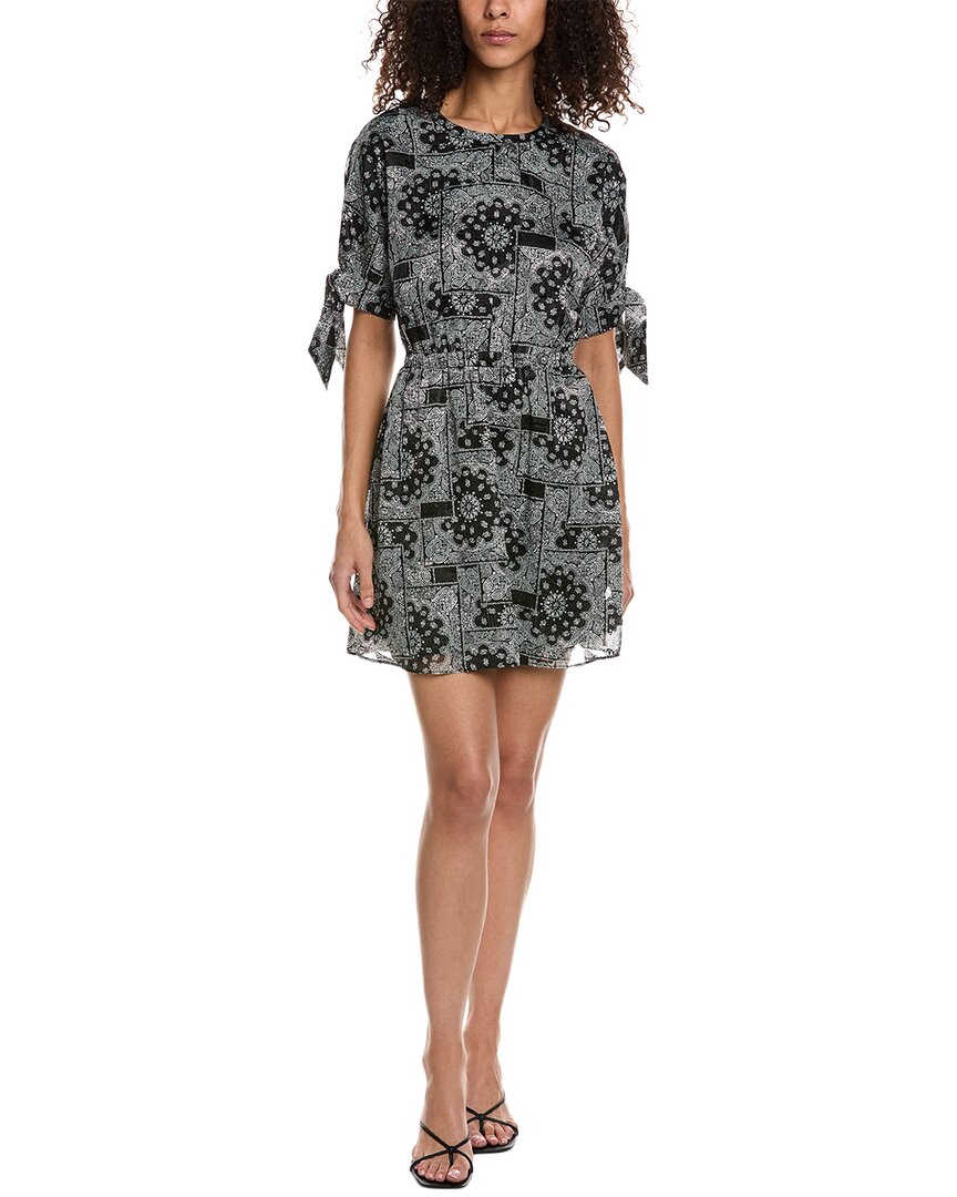 Shop The Kooples Tie Sleeve Silk Mini Dress In Black