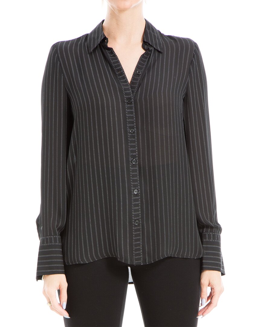 Max Studio Button Front Blouse In Black
