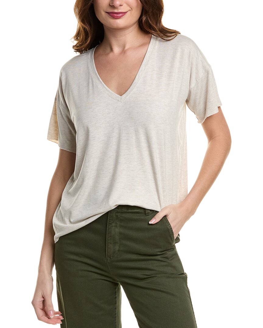 Splendid 1x1 V-neck T-shirt In Beige