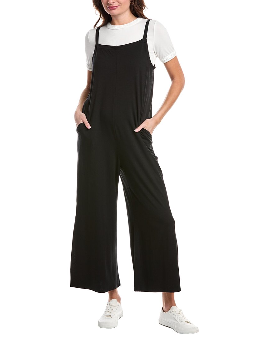 Eileen Fisher Square Neck Ankle Jumpsuit In Black