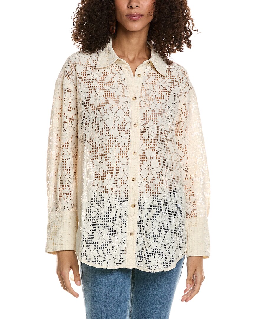 Shop Free People In Your Dreams Lace Shirt In Brown