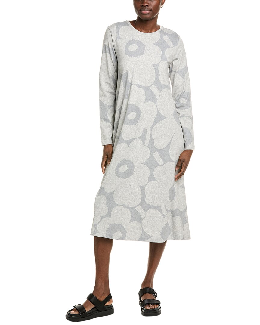 Marimekko Lehtokielo Unikko Dress In Gray