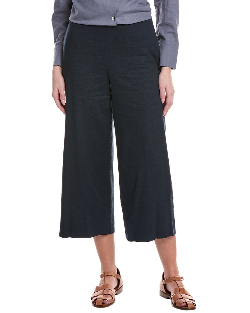 Vince Plus High Waist Linen Crop Wide Leg Pant In Blue