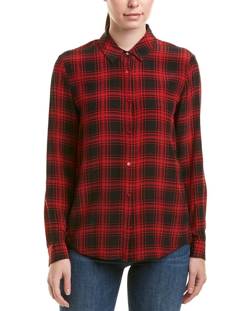 Image of The Kooples Plaid Silk Top