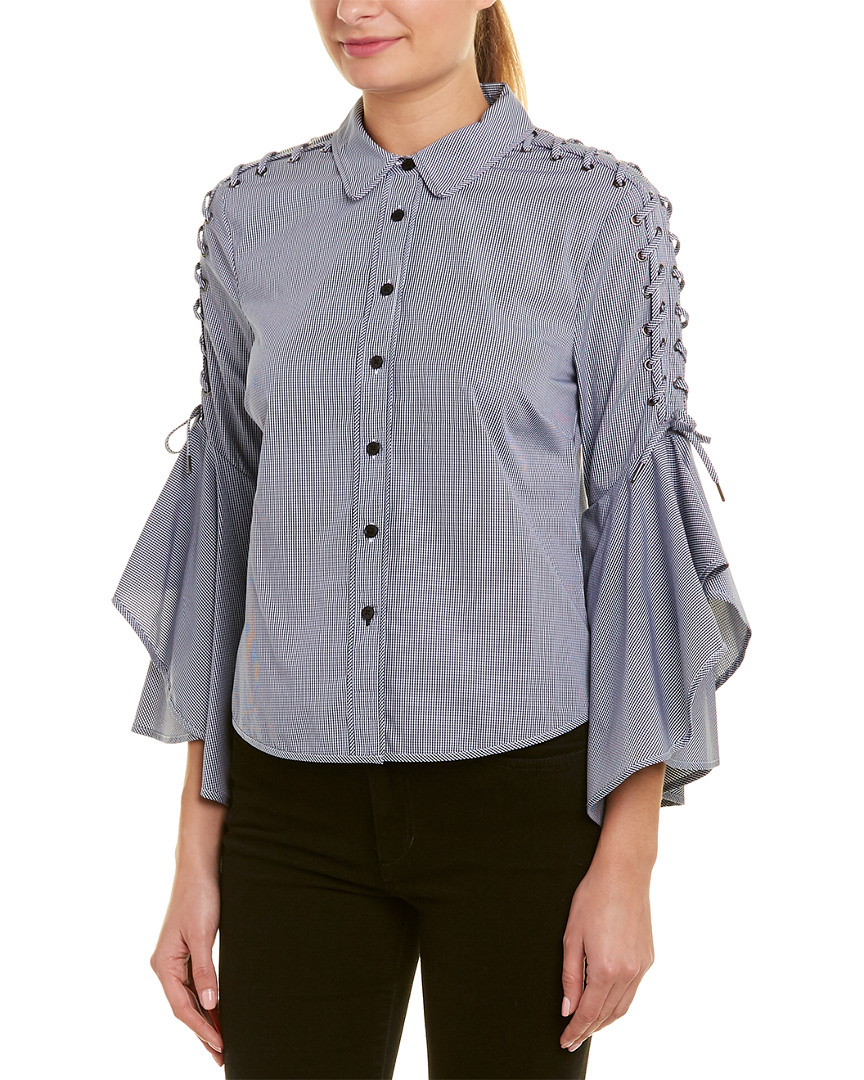 Image of Jonathan Simkhai Bell Sleeve Grommet Whip Stitch Top