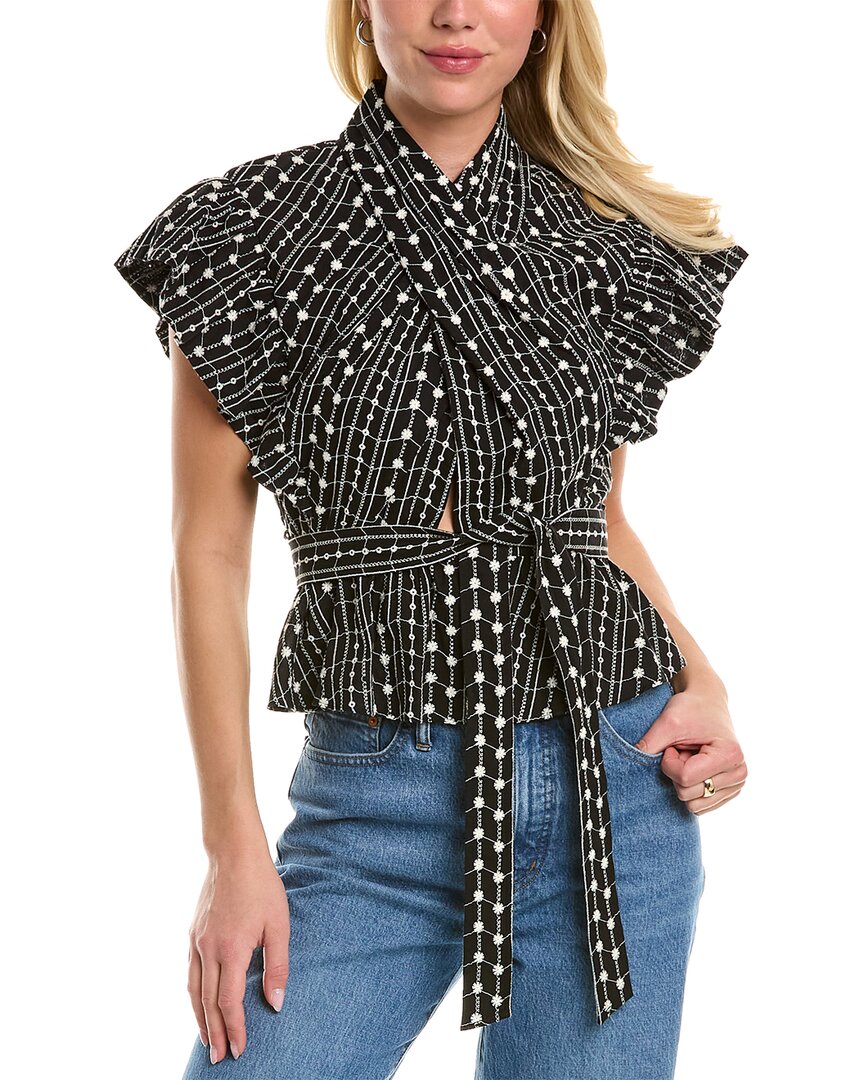 Derek Lam 10 Crosby Ellie Top In Black/white