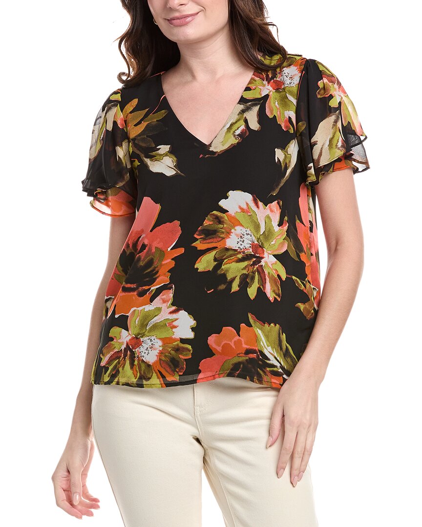 Vince Camuto Tulip Sleeve Blouse In Black