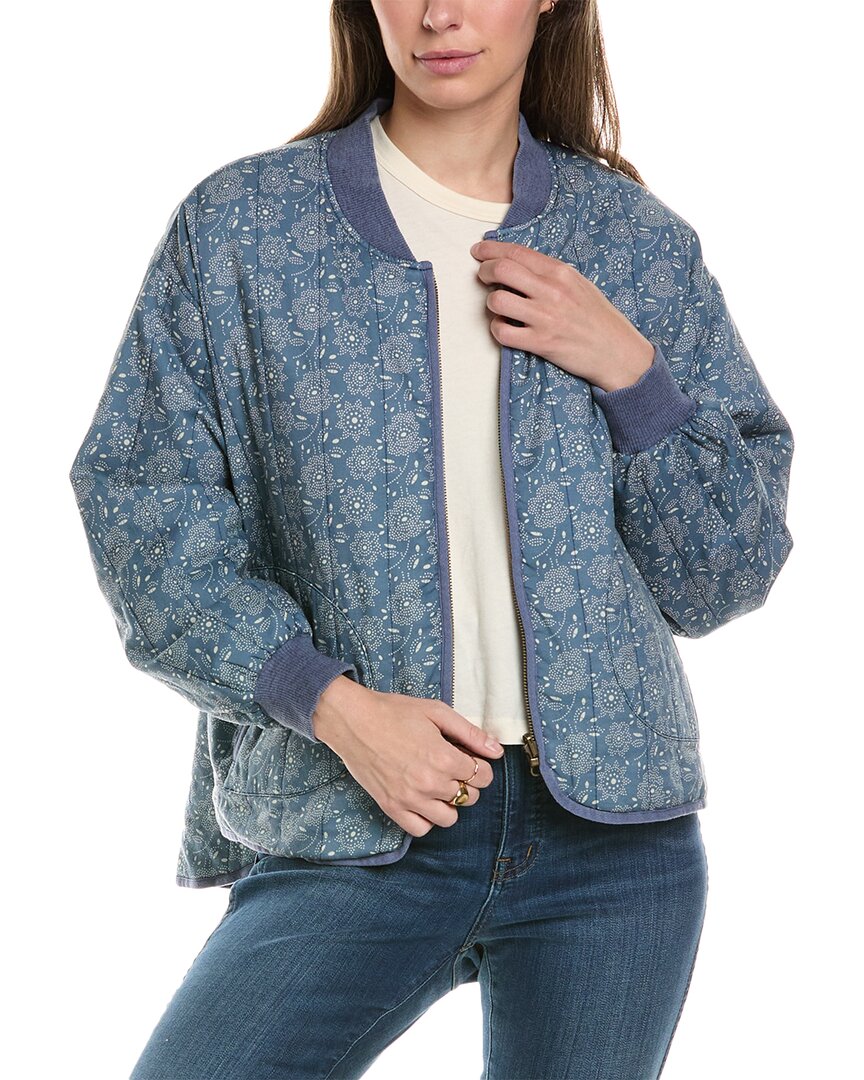 Shop The Great The Reversible Quilted Bomber Jacket In Blue