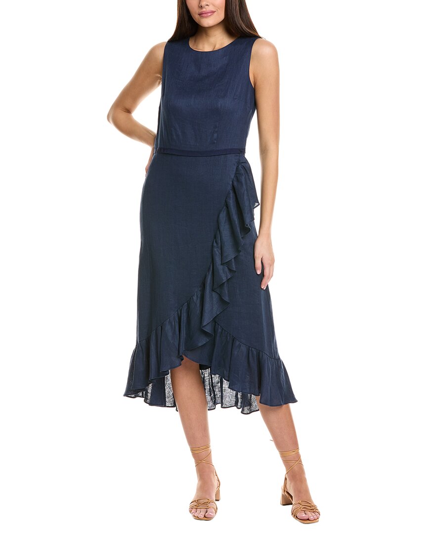 Sara Campbell Chantelle Linen Dress In Blue