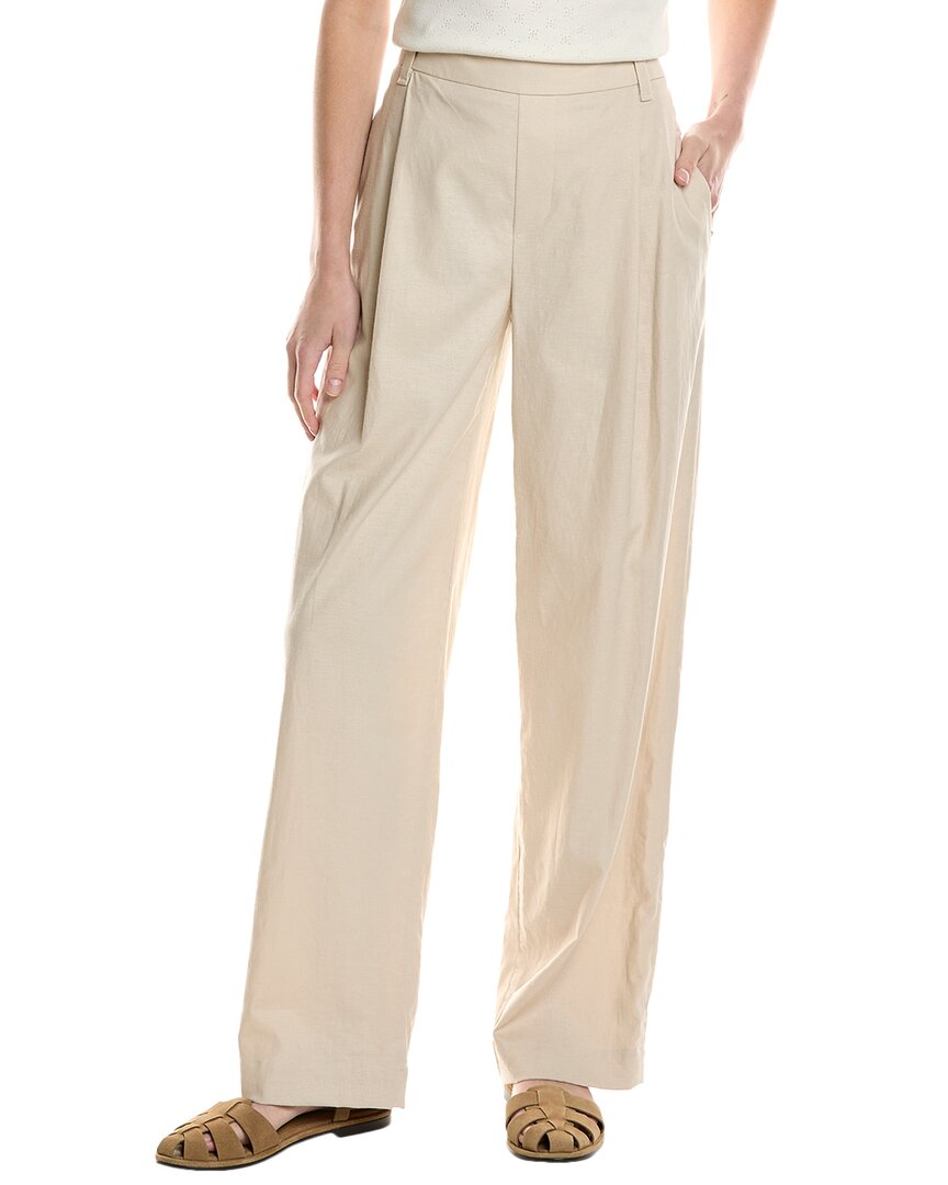 Vince Pleat Front Pull On Linen-blend Pant