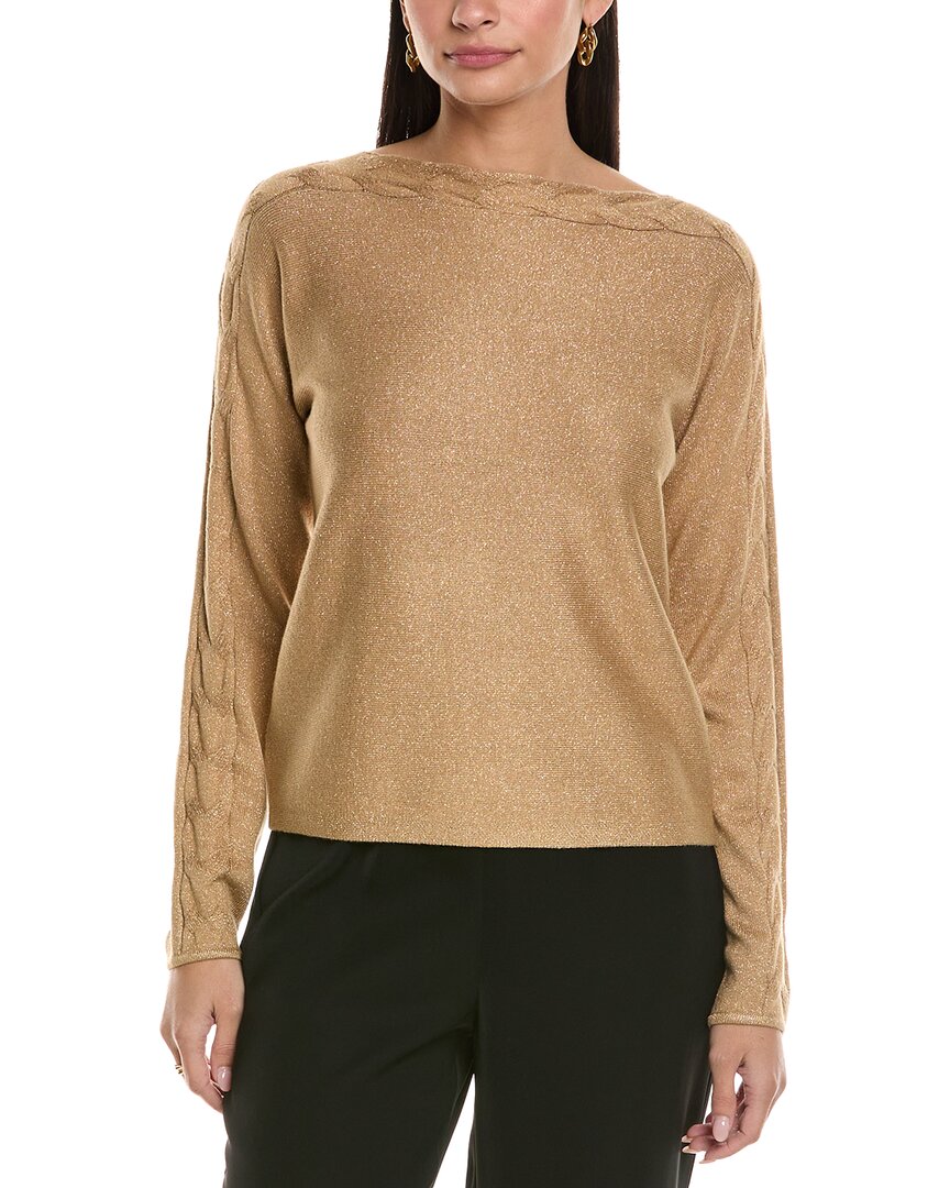 St John Metallic Turtleneck Sweater In Gold