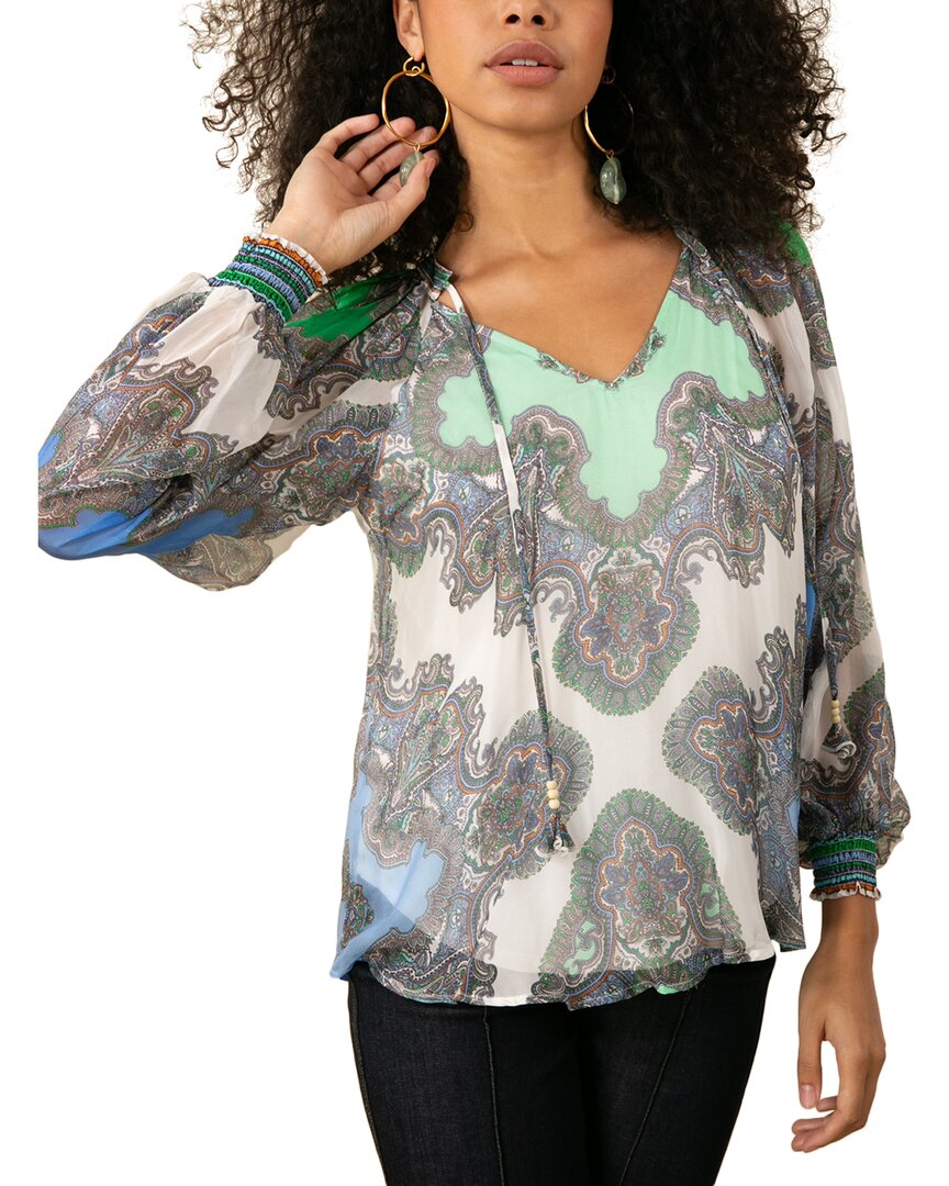 Hale Bob Willa Silk-blend Blouse In Blue