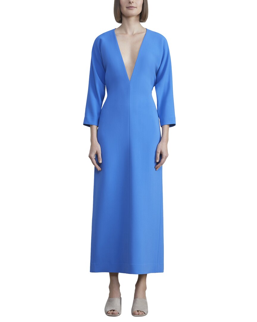 Shop Lafayette 148 New York Deep V Silk Midi Dress