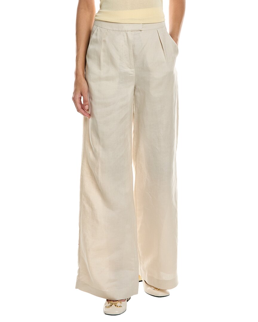 Shop Nicholas Carly Linen-blend Pant In Brown