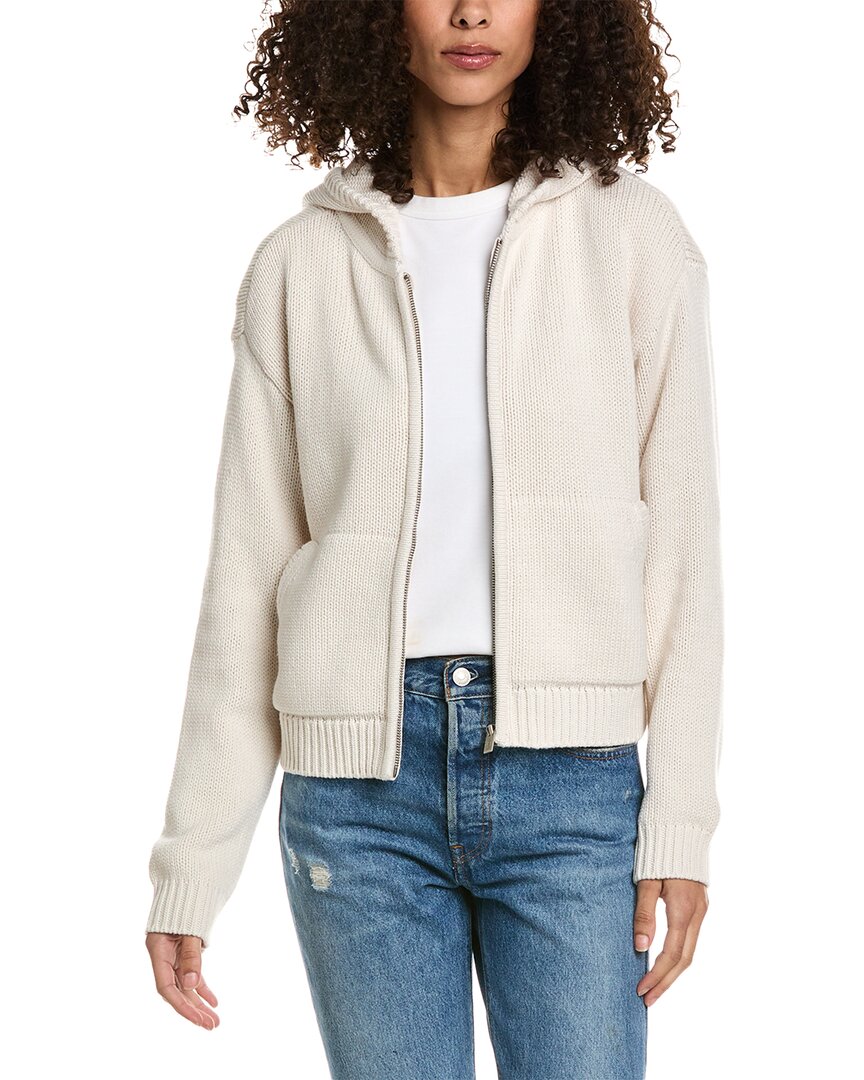 Shop Splendid Vero Zip-up Sweater Hoodie In White