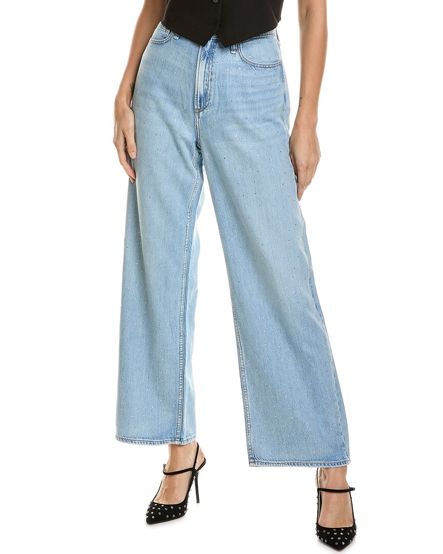 Rag & Bone Logan Featherweight Mid Rise Wide Leg Jeans In Greenport In Blue