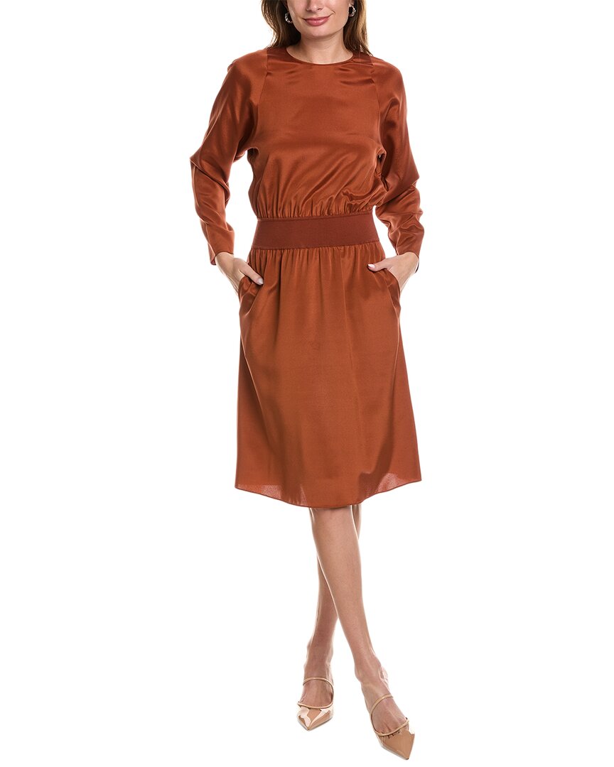 Shop Lafayette 148 New York Blouson Silk-blend Dress