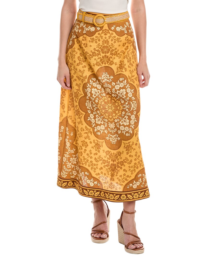 Shop Zimmermann Raie Column Midi Dress In Gold