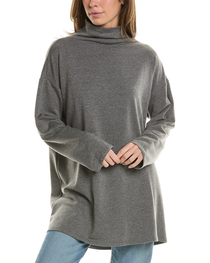 Eileen Fisher High Funnel Neck Tunic In Gray