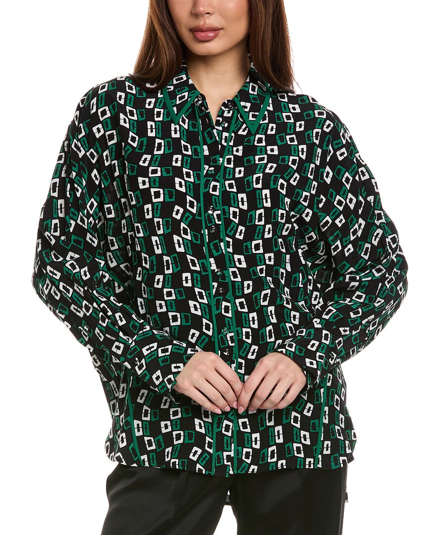 Diane Von Furstenberg Alona Printed Crêpe Shirt In Green