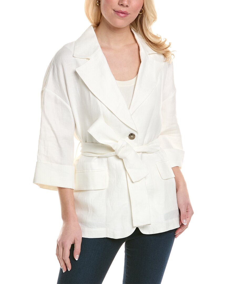 Shop Peserico Linen Jacket In White