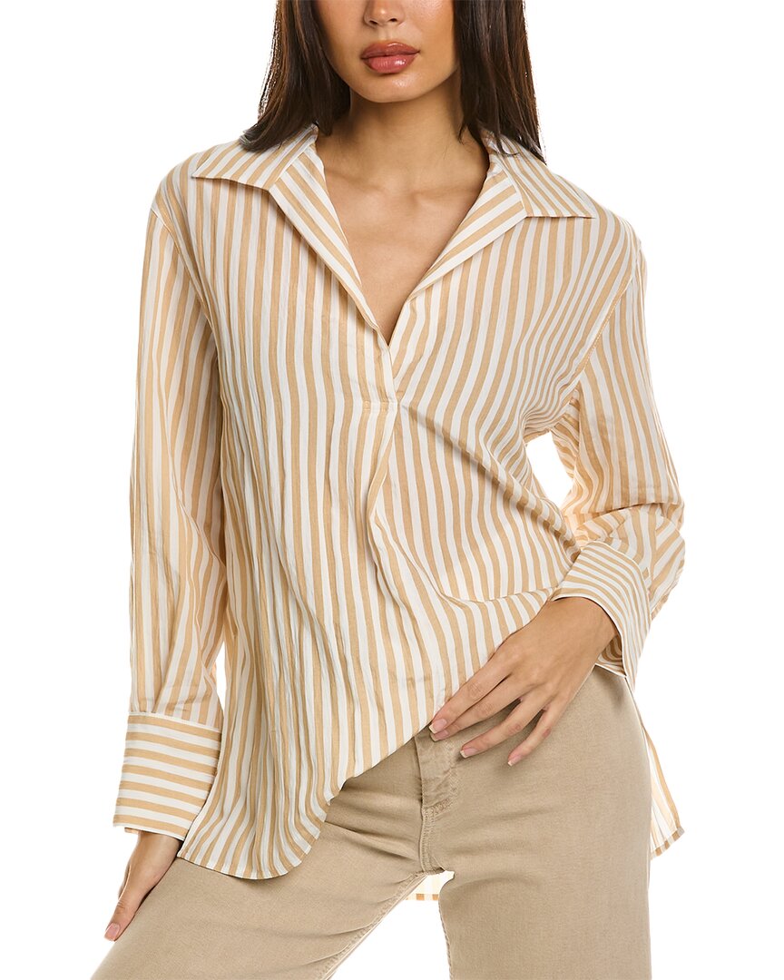 Vince Coast Striped Tencel Lyocell-blend Poplin Shirt In White