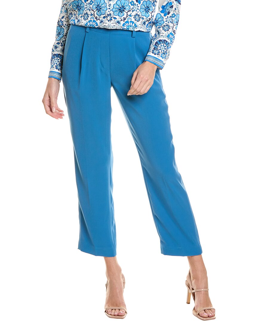 Elie Tahari Pleated Straight Leg Pant In Blue