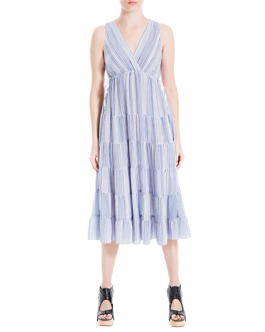 Shop Max Studio Yarn Dye V Neck Tiered Midi Dress
