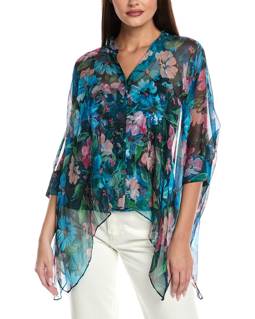 Johnny Was Petite Katia Oversized Silk Blouse In Multi
