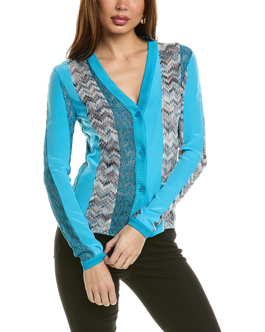 Missoni Silk-blend Cardigan In Blue
