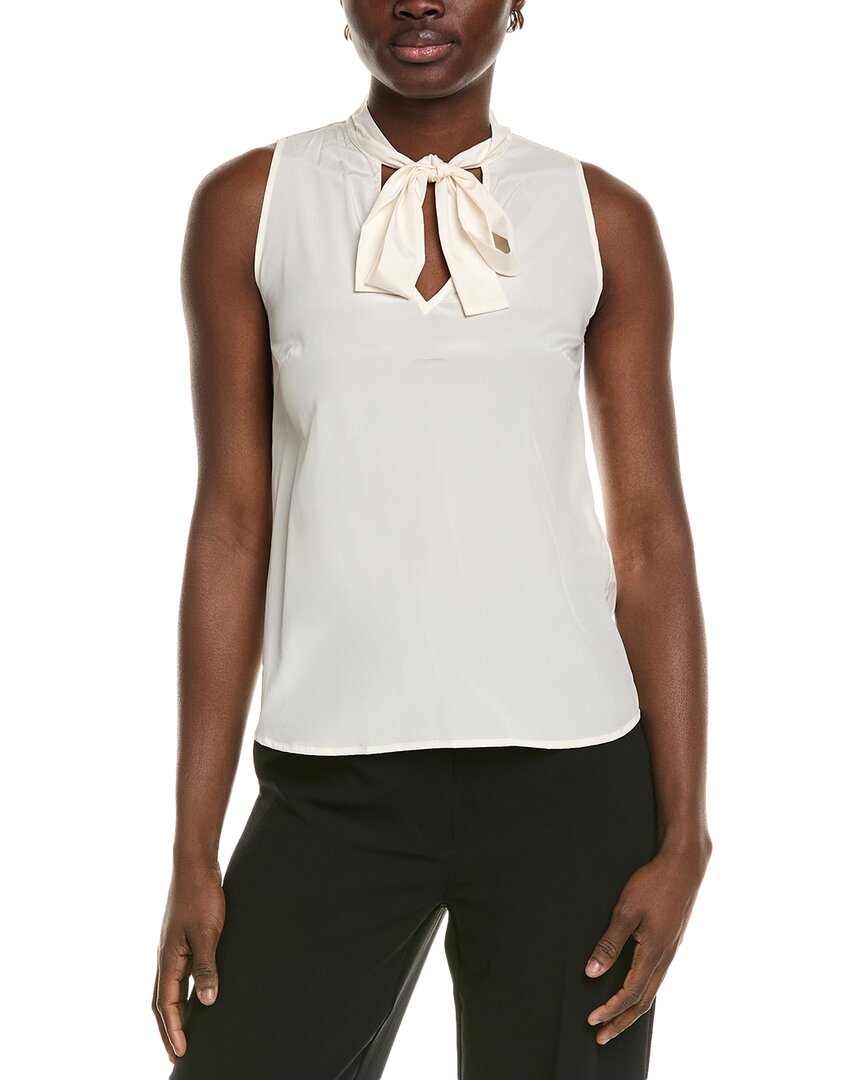 Shop Peserico Silk-blend Top In White