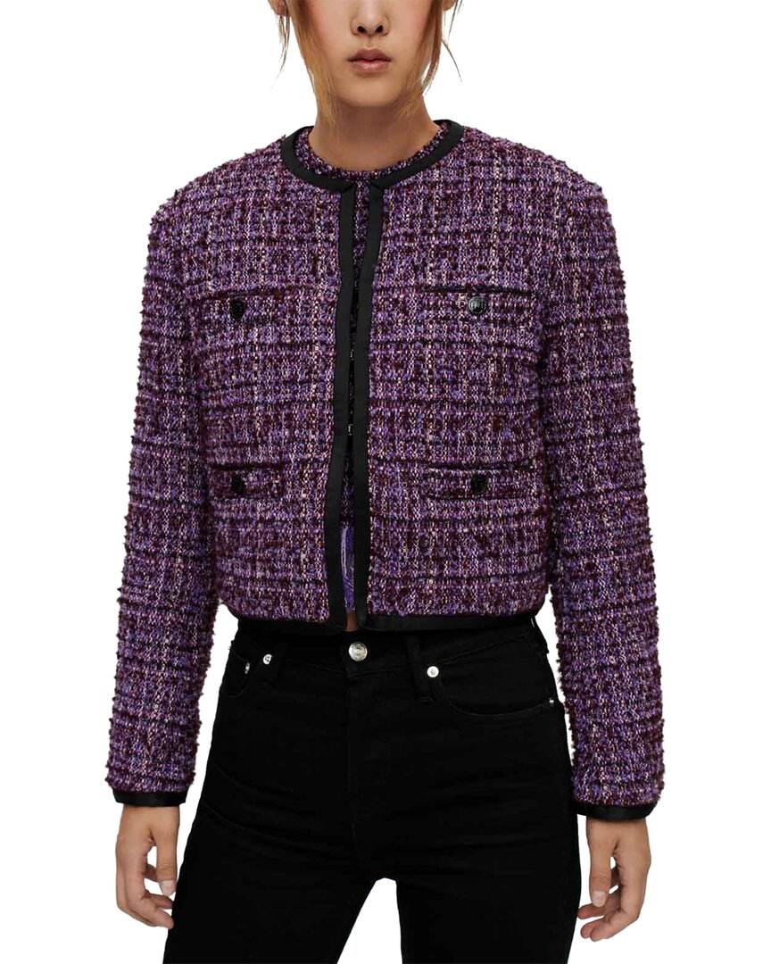 Maje Wool-blend Blazer In Purple