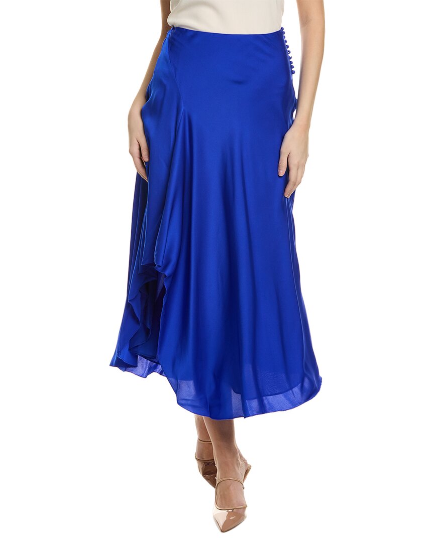 Shop Nicholas Kimberly Silk-blend Bias Skirt In Blue