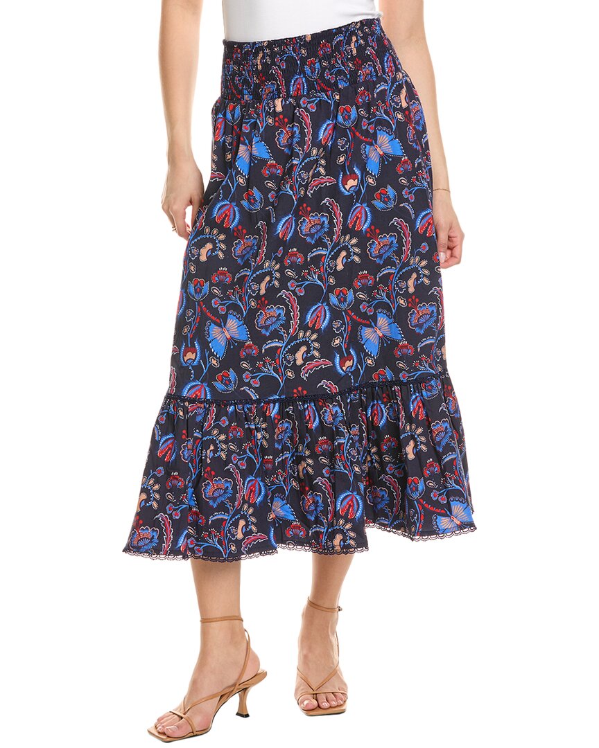 Sail To Sable Smocked Waist Midi Skirt In Purple
